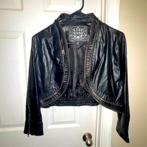 Last Kiss Faux Leather Crop Quarter Sleeve Jacket